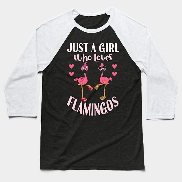 Just A Girl Who Loves Flamingo Baseball T-Shirt by Tesszero